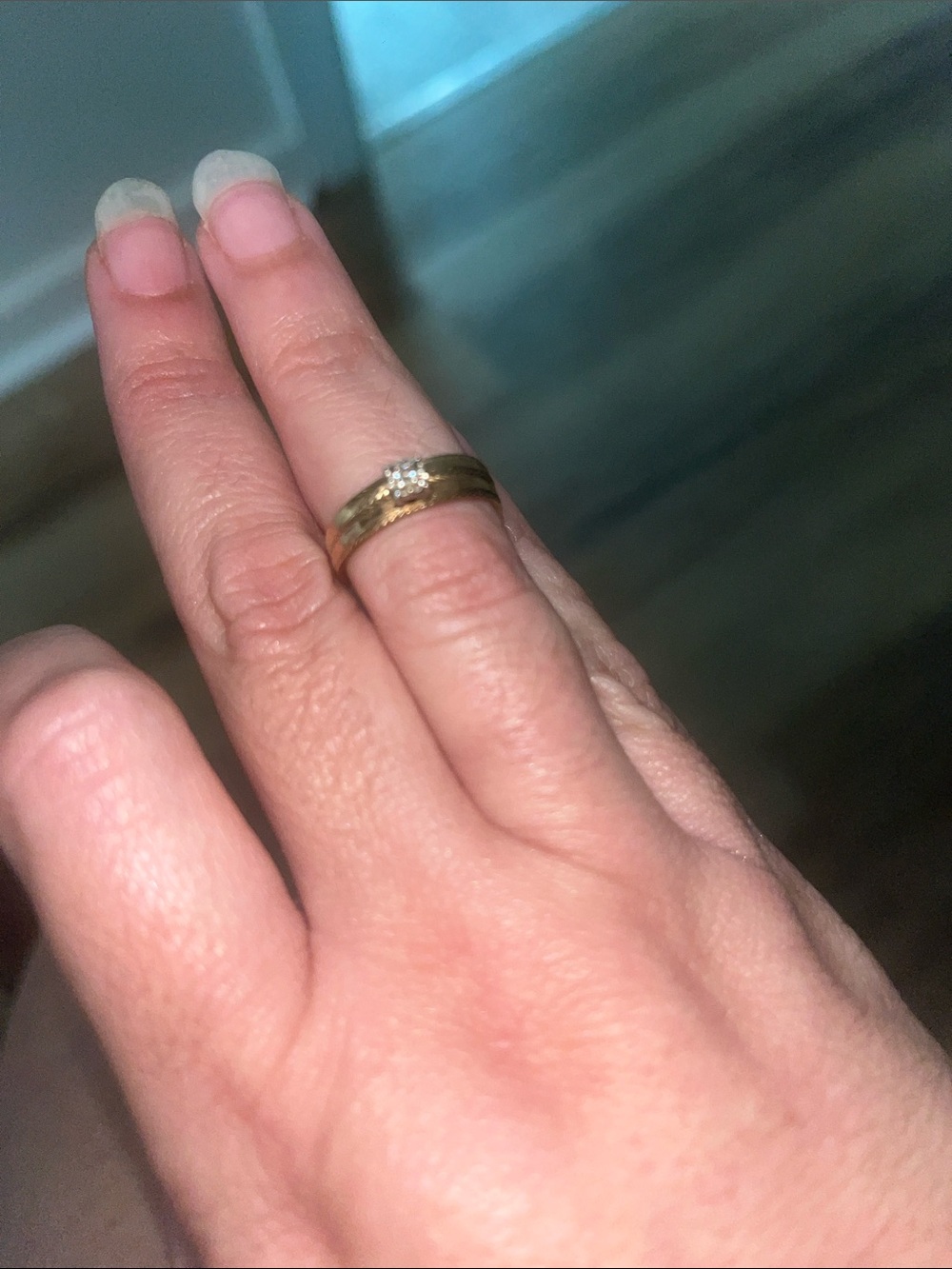 Zales Gold Tone Ring with Clear Accent Stone